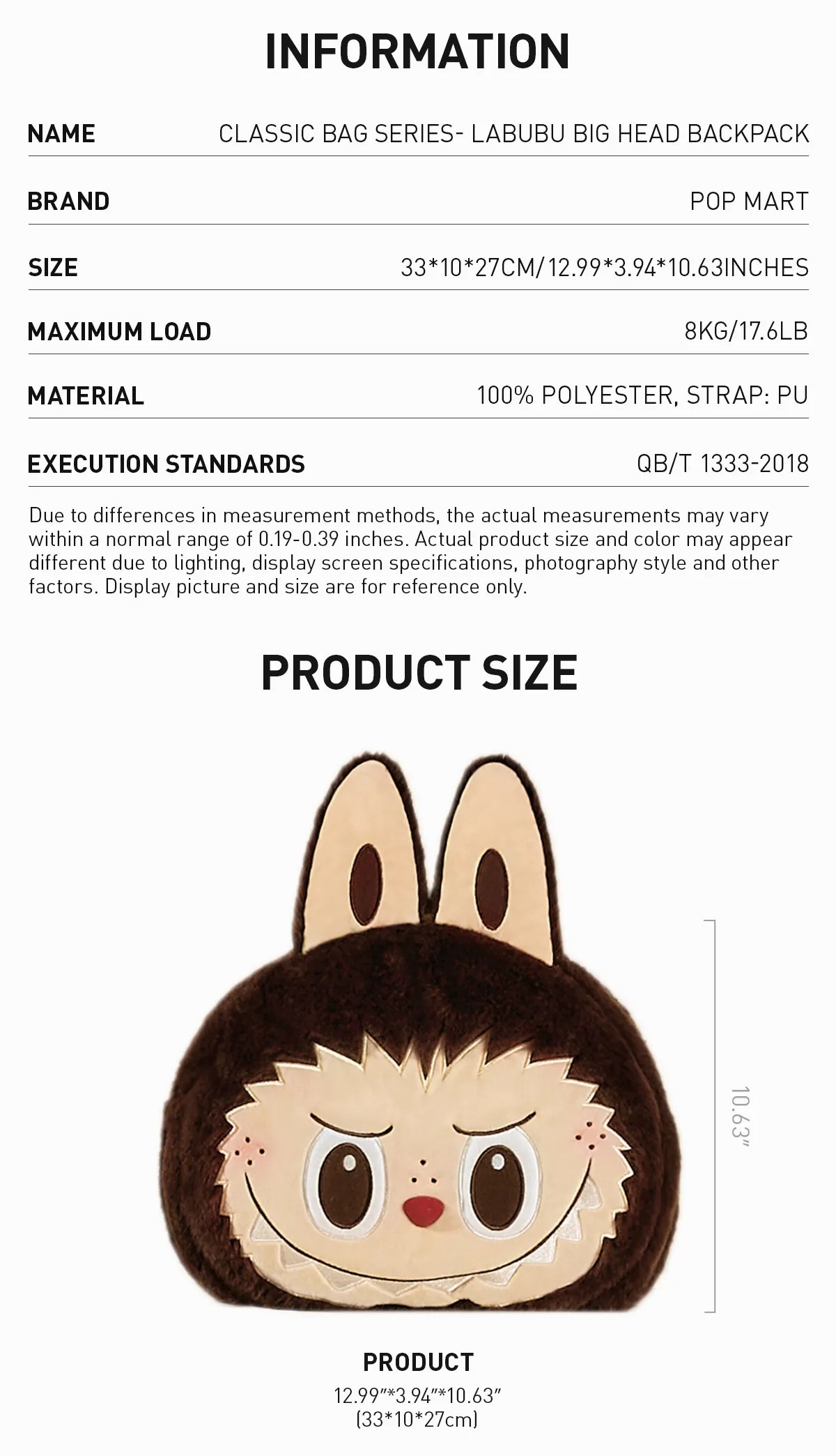 LABUBU Classic Bag Series- LABUBU Big Head Backpack | AFH278639 Backpack | AFH278639