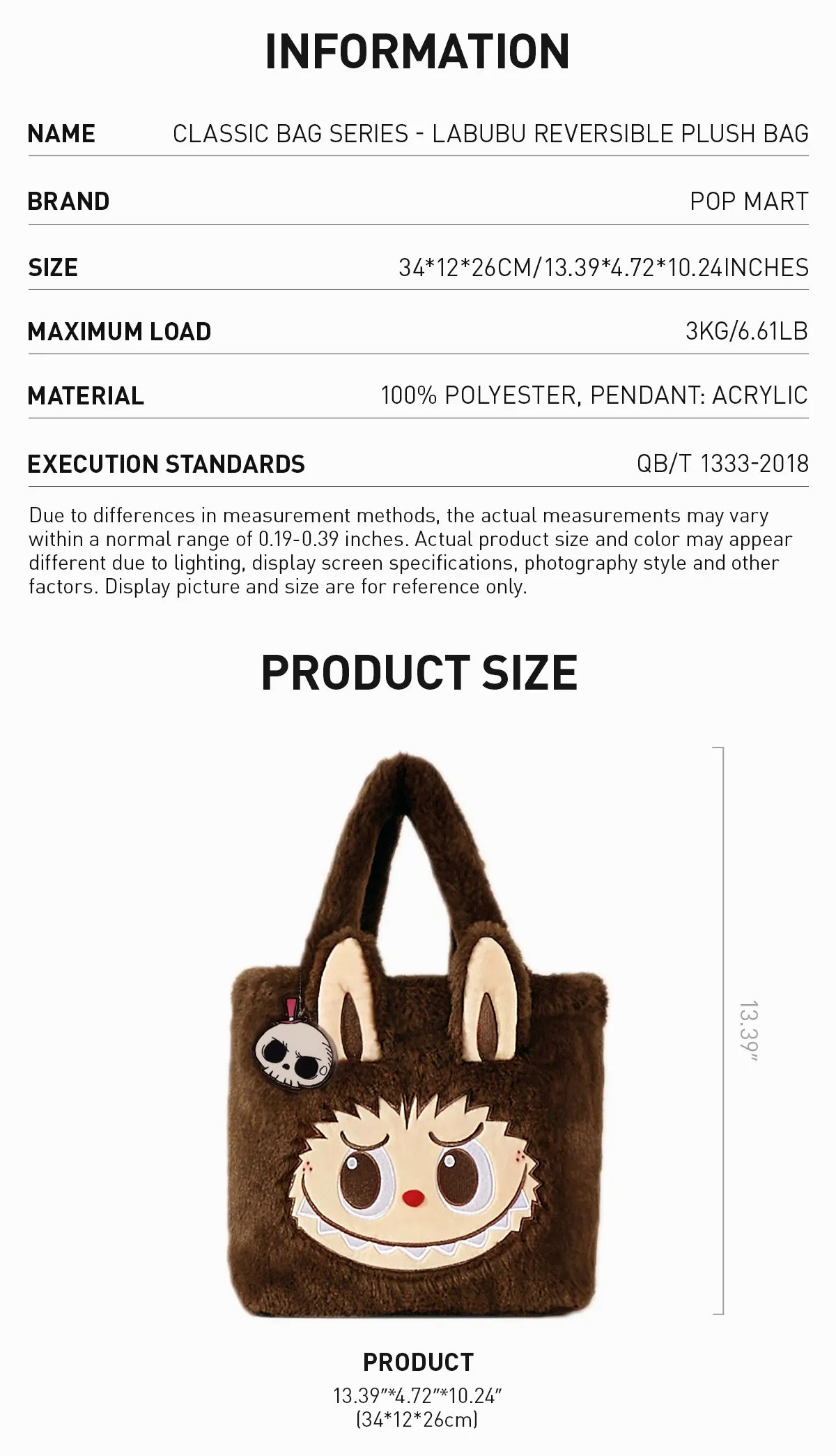 LABUBU Classic Bag Series- LABUBU Reversible Plush Bag | THD083157 Bag | THD083157