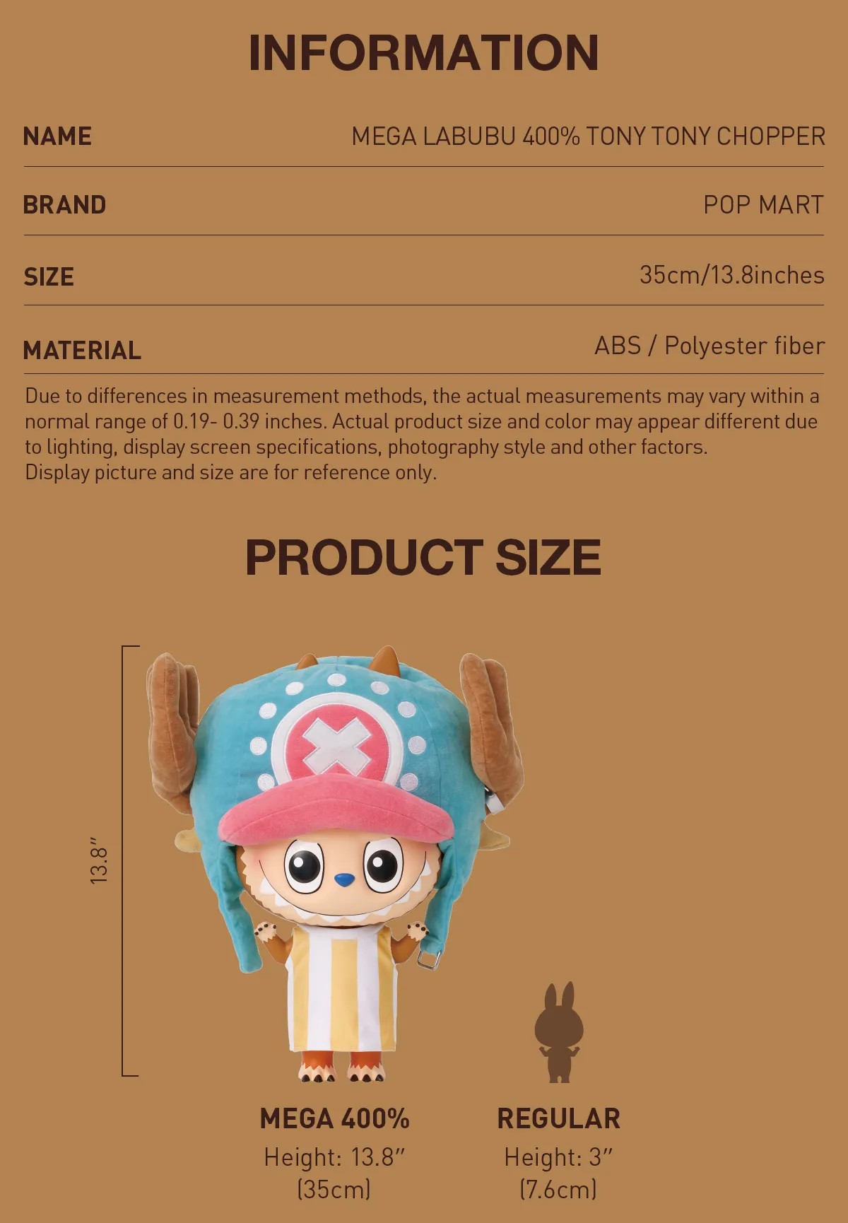 LABUBU MEGA LABUBU 400% TONY TONY CHOPPER | TBW926758 Mega | TBW926758