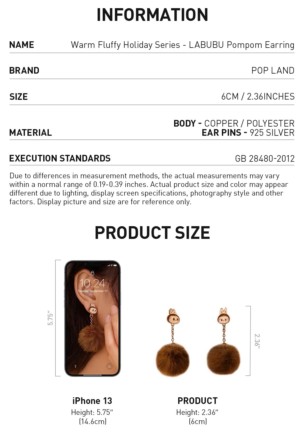 LABUBU Warm Fluffy Holiday Series-LABUBU Pompom Earring | QRL417906 Earring | QRL417906