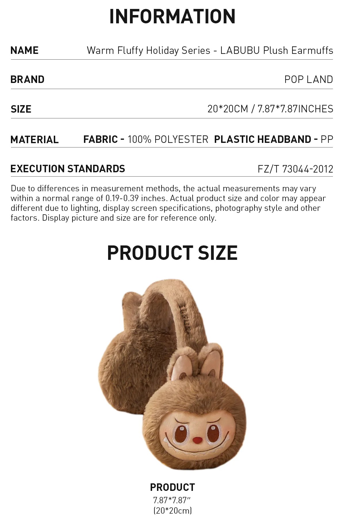 LABUBU Warm Fluffy Holiday Series- LABUBU Plush Earmuffs | JZX597164 Earmuffs | JZX597164