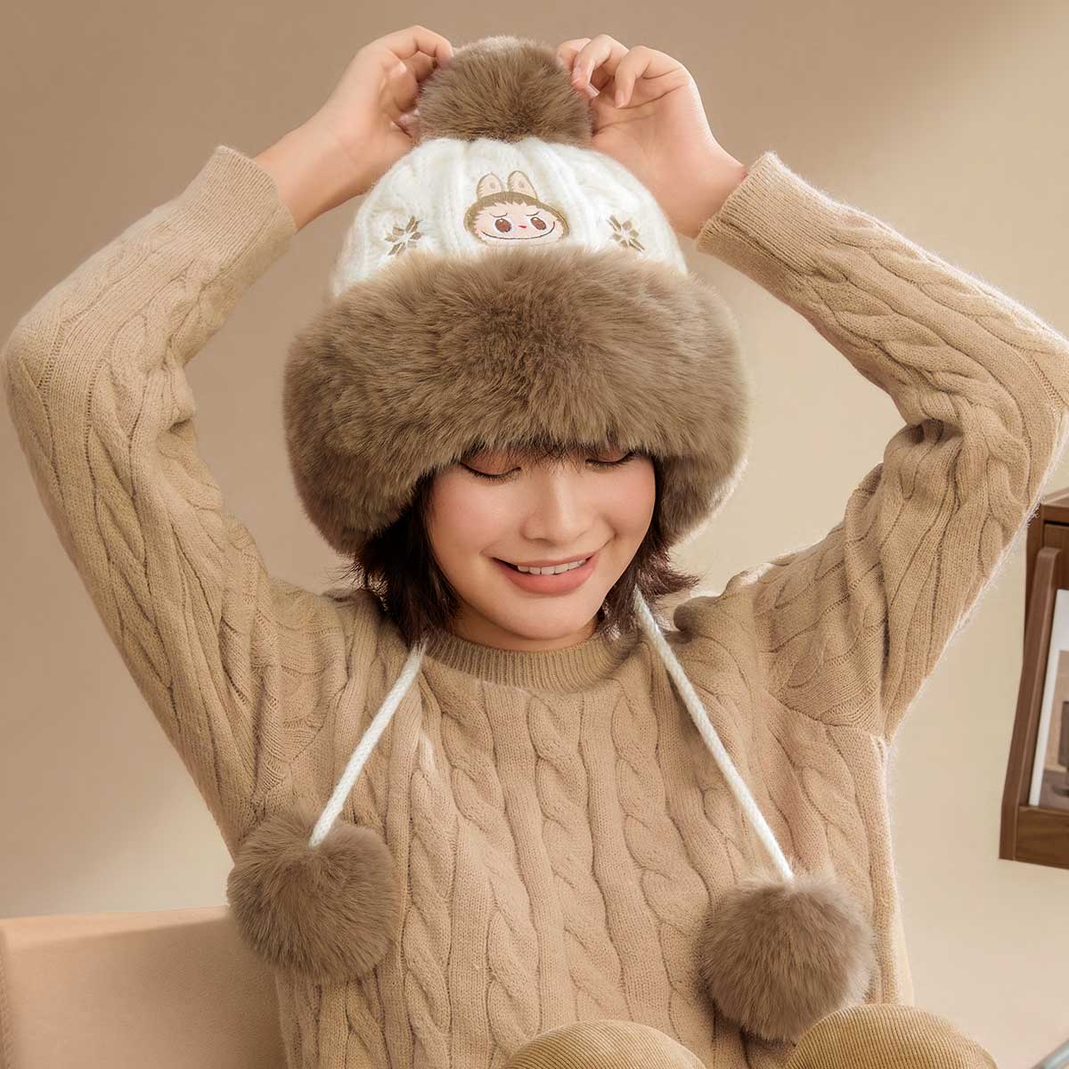 LABUBU Warm Fluffy Holiday Series- LABUBU Plush Hat | KGH470389 Hat | KGH470389