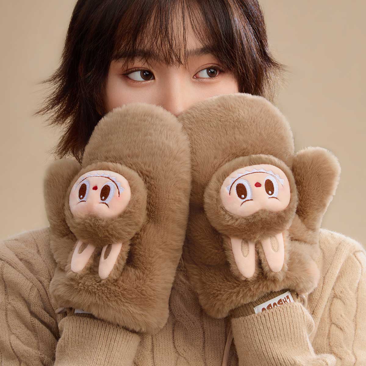 LABUBU Warm Fluffy Holiday Series- LABUBU Plush Gloves | KWX039678 Gloves | KWX039678