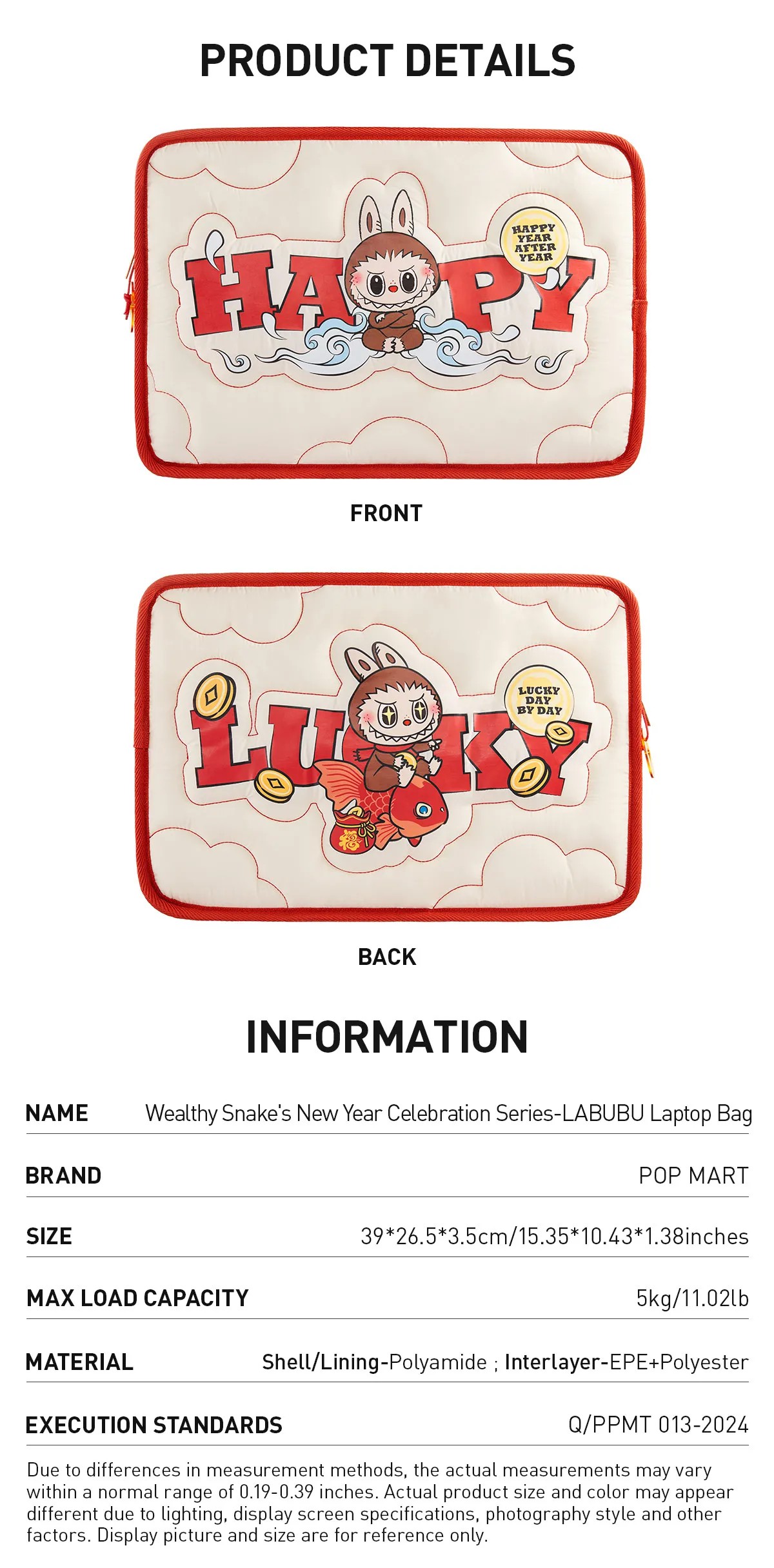 LABUBU Wealthy Snake's New Year Celebration Series-LABUBU Laptop Bag | WBO917348 Bag | WBO917348