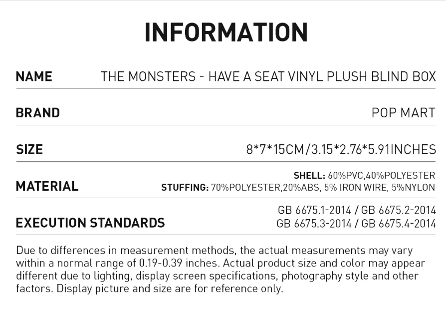 THE MONSTERS - Have a Seat Vinyl Plush Blind Box