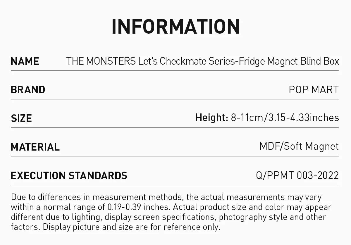 THE MONSTERS Let's Checkmate Series-Fridge Magnet Blind Box USA 54903SACJ