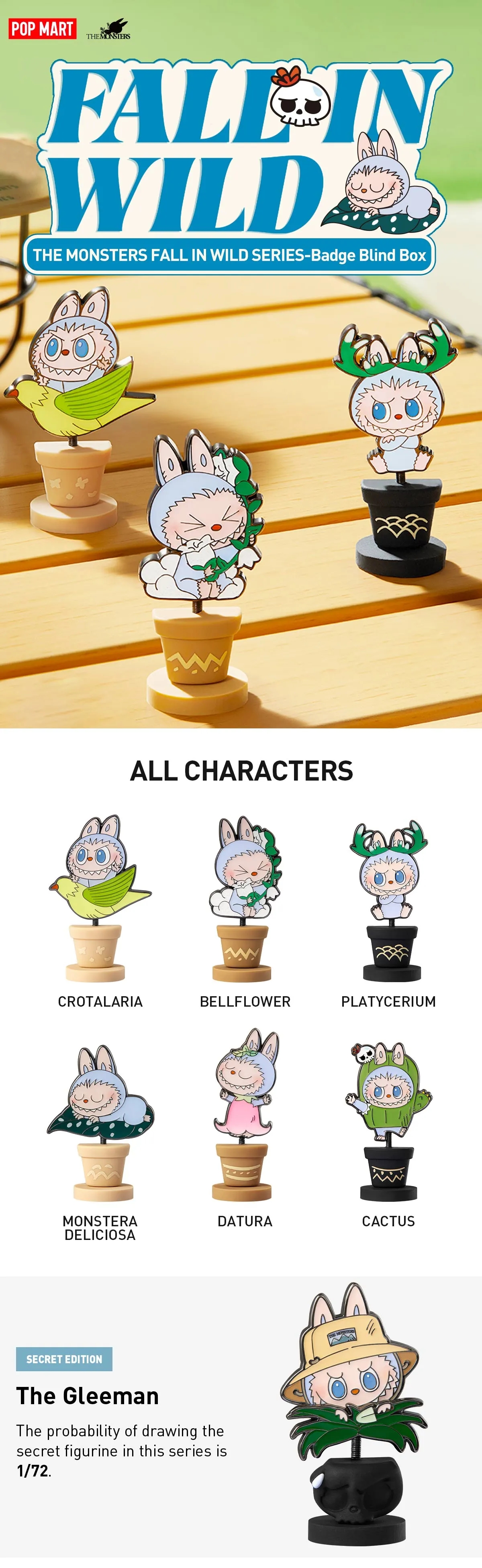 THE MONSTERS FALL IN WILD SERIES-Badge Blind Box USA 38049MDIQ